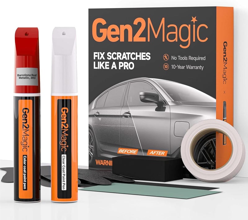 Gen2Magic Barcelona Red Metallic Touch Up Paint Pen Kit for Toyota [Clear Coat Included], 3R3 Color Match, Easy Scratch Repair for Toyota RAV4 Camry Corolla Tacoma Highlander 4Runner Prius & More - Image 1